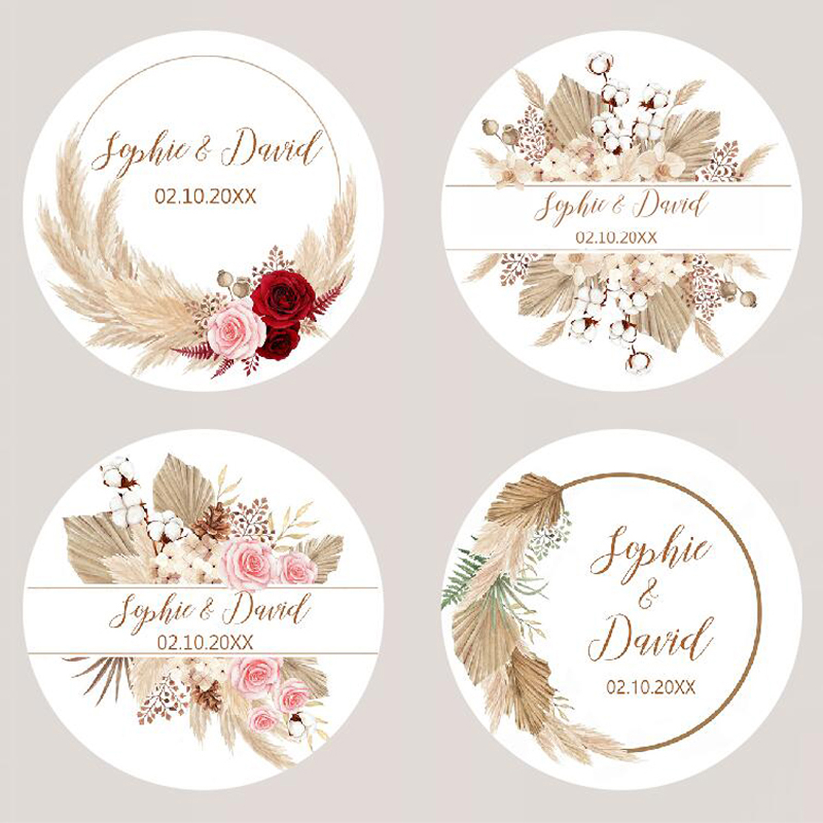 96Pcs Pampas Grass Stickers fo - Personalised Candle Label บทวิจารณ์และราคา