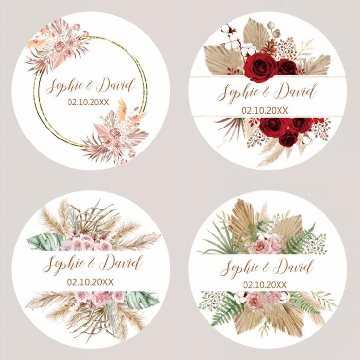 96Pcs Pampas Grass Stickers fo - Personalised Candle Label บทวิจารณ์และราคา