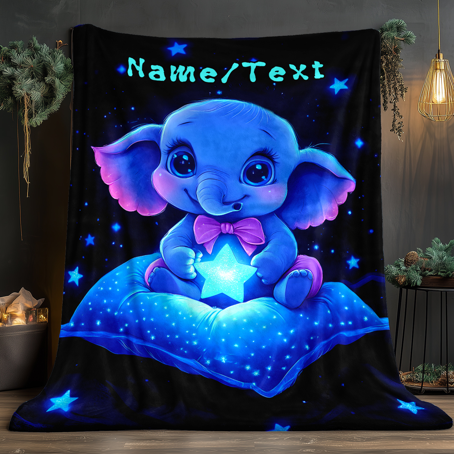 Personalized Cute Blue Elephan - Custom Night Sky บทวิจารณ์และราคา