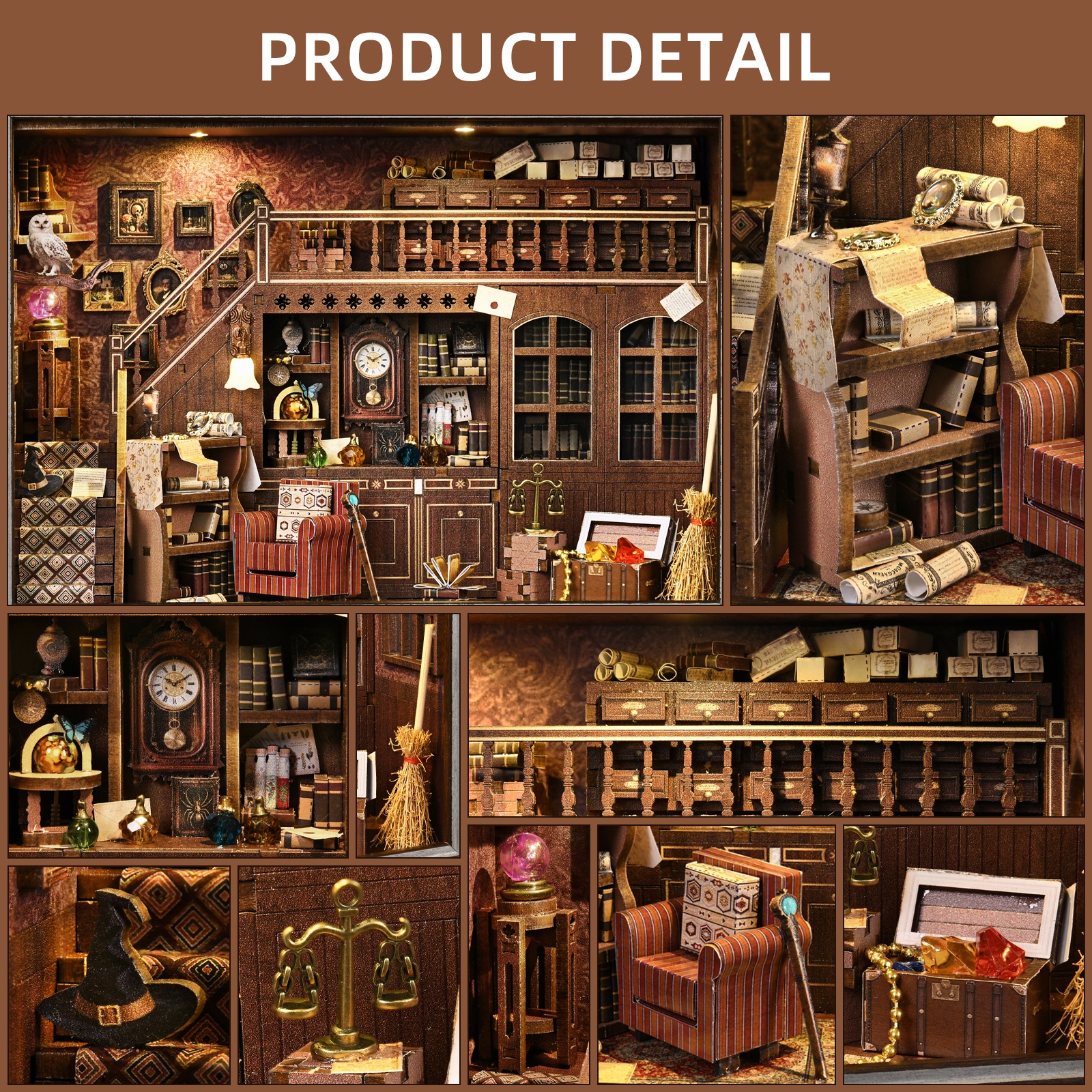 Book Nook Kit Secret Attic DIY - Engraved Wood Frame บทวิจารณ์และราคา