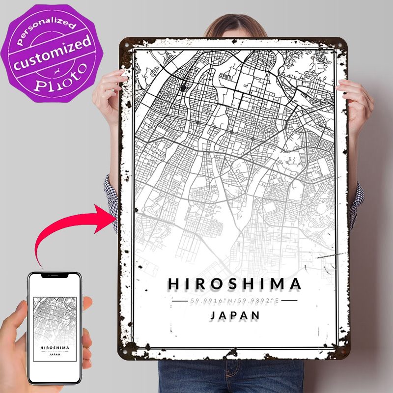 Hiroshima Map Lightly 3D Tin P - Custom Map Poster บทวิจารณ์และราคา