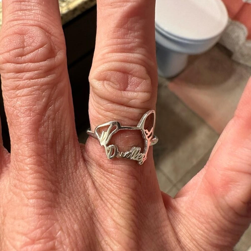 Personalized Dog Cat Ears Ring - Initial Ring Custom บทวิจารณ์และราคา