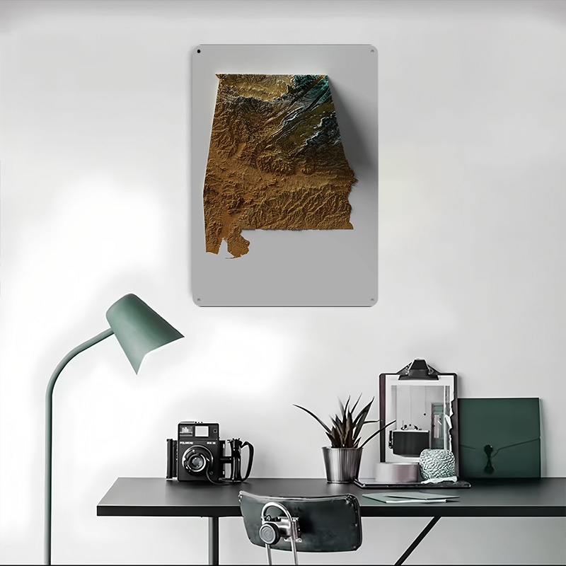 Alabama Topographic Map Metal  - Custom Map Poster บทวิจารณ์และราคา