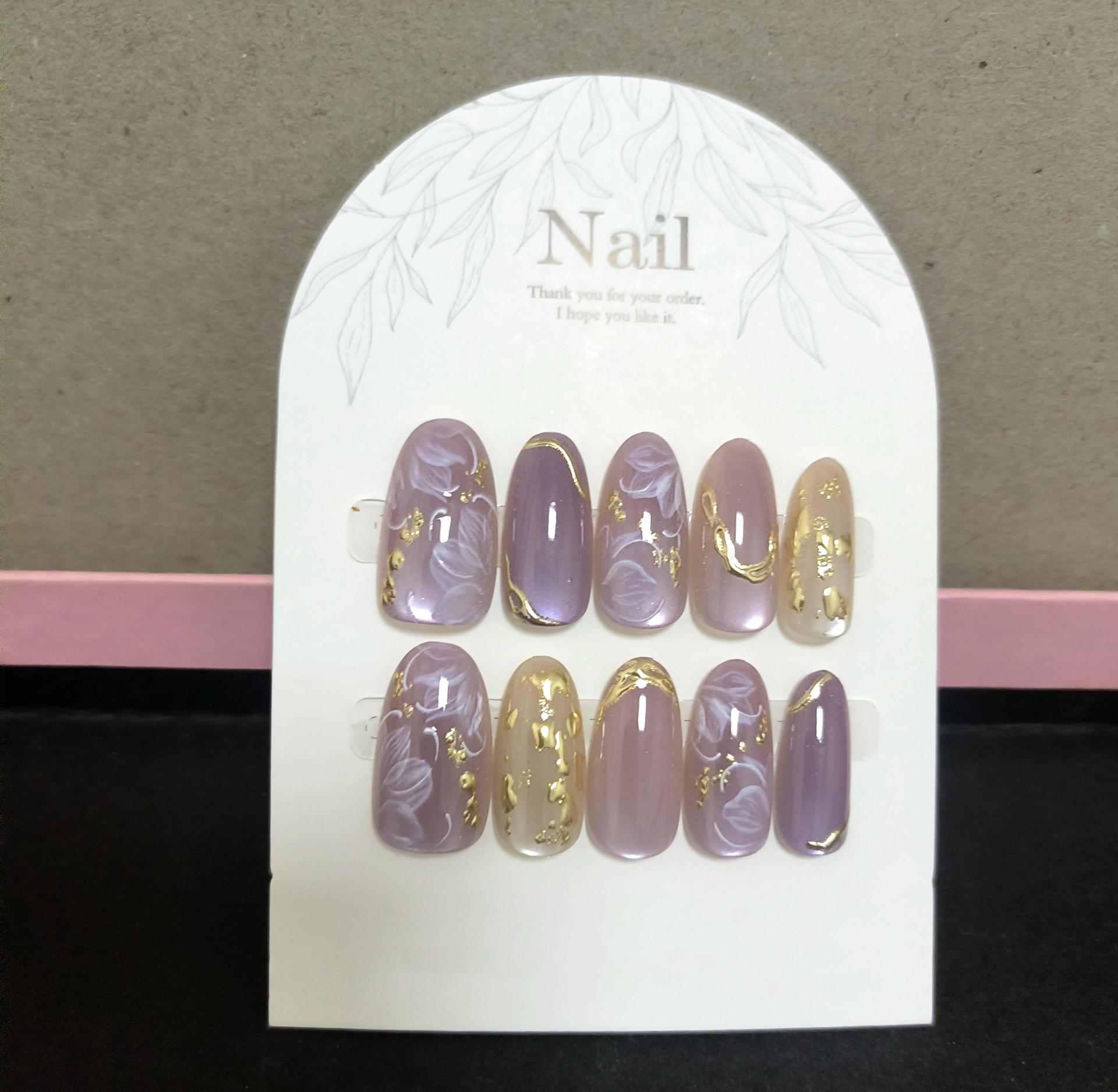 10pcs Handmade Press On Nails  - Pressed Flower Art บทวิจารณ์และราคา