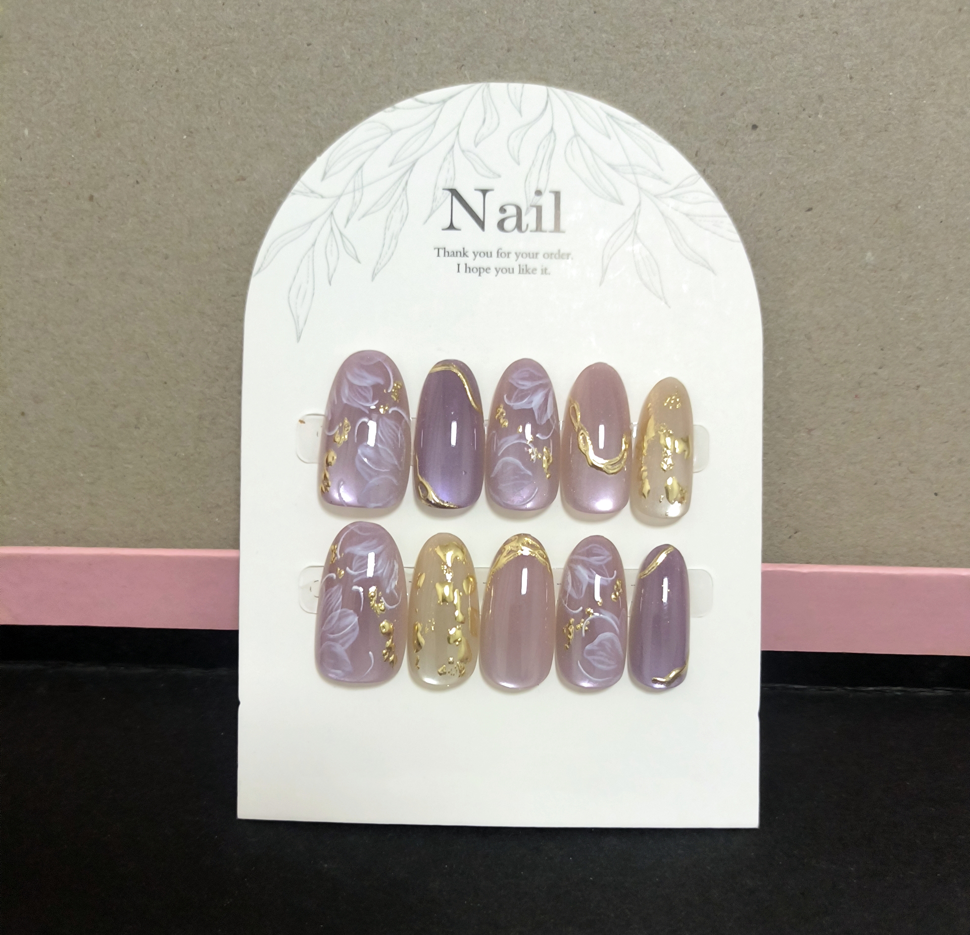10pcs Handmade Press On Nails  - Pressed Flower Art บทวิจารณ์และราคา