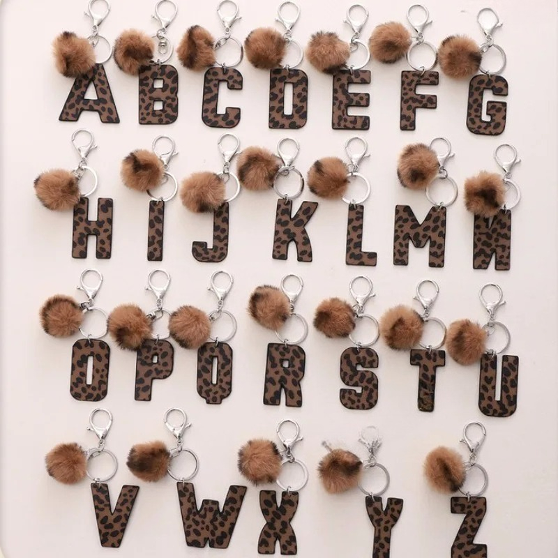A-M Fashion Leopard Alphabet A - Monogram Keychain Leather บทวิจารณ์และราคา