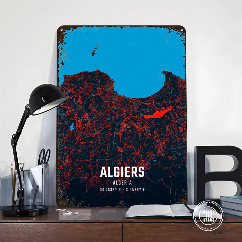 Algiers City Map Metal Poster  - Custom Map Poster บทวิจารณ์และราคา