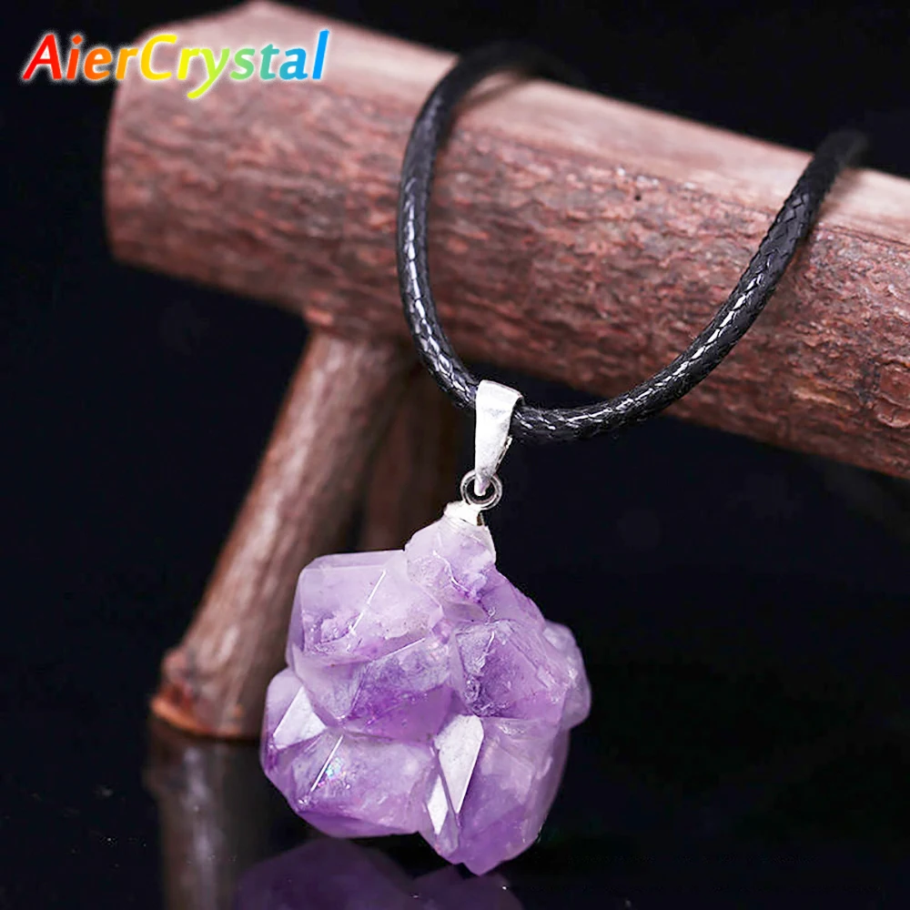 Natural Uruguay Amethyst Rough - Birth Flower Necklace บทวิจารณ์และราคา