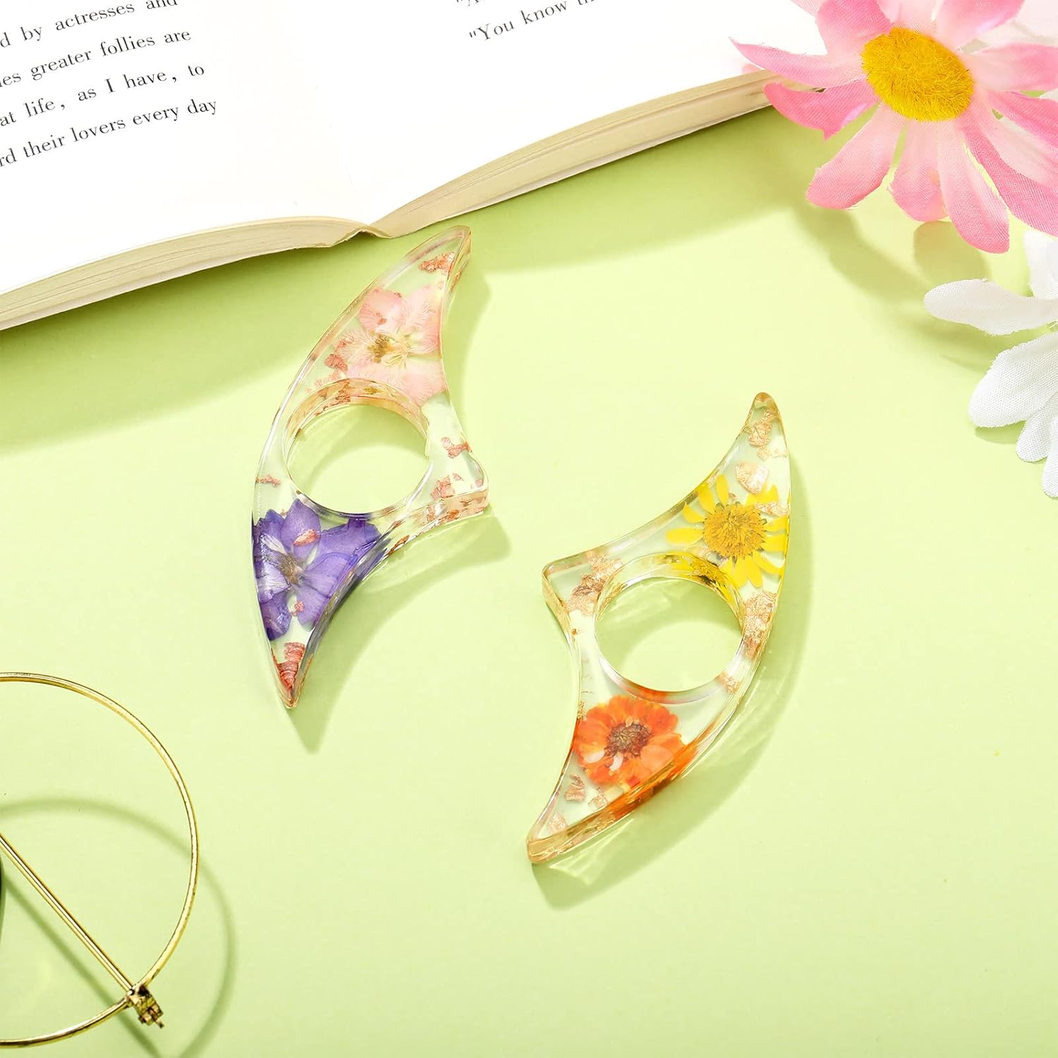 2 Pcs Dried Flower Resin Book  - Dried Flower Bookmark บทวิจารณ์และราคา
