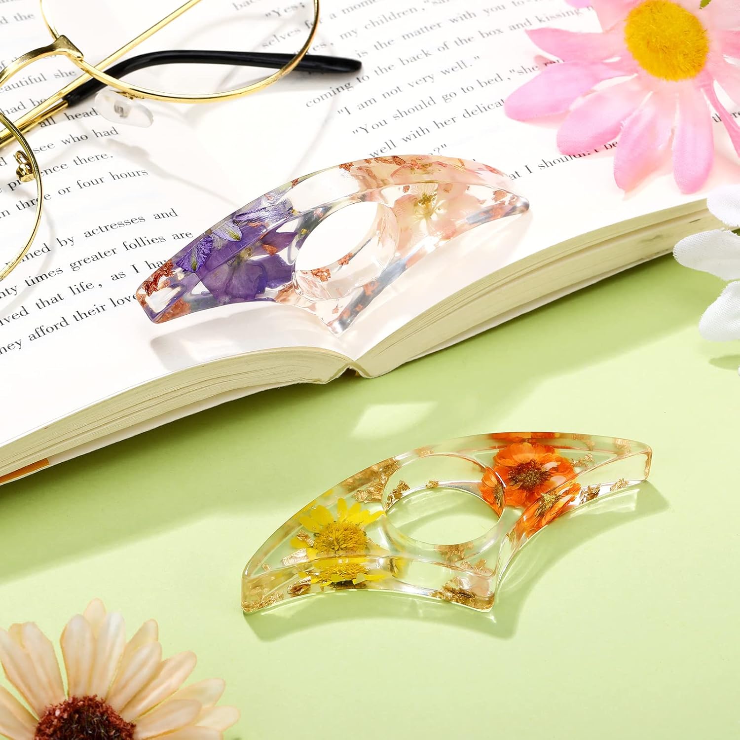 2 Pcs Dried Flower Resin Book  - Dried Flower Bookmark บทวิจารณ์และราคา