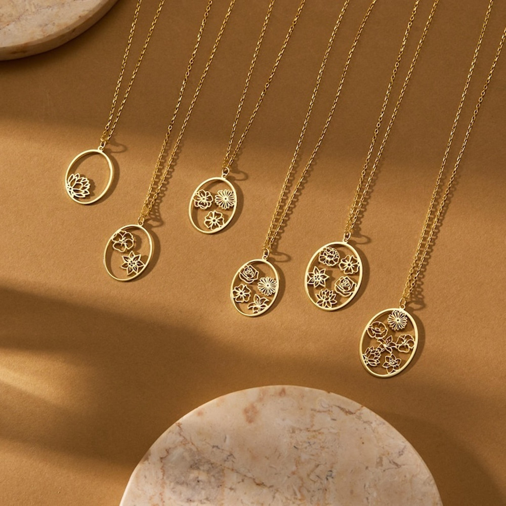 Custom Birth Flower Necklace P - Birth Flower Necklace บทวิจารณ์และราคา
