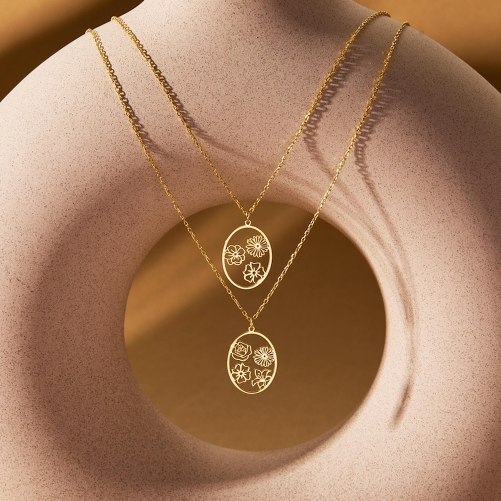 Custom Birth Flower Necklace P - Birth Flower Necklace บทวิจารณ์และราคา