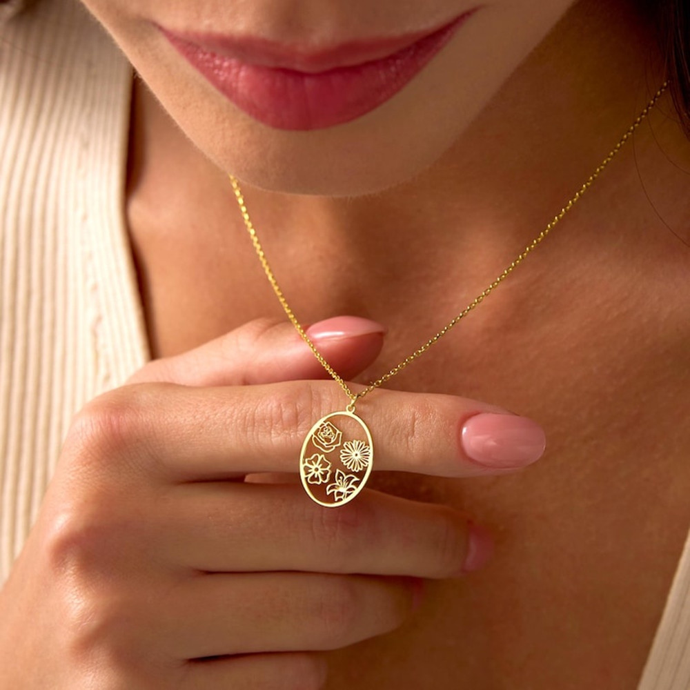 Custom Birth Flower Necklace P - Birth Flower Necklace บทวิจารณ์และราคา