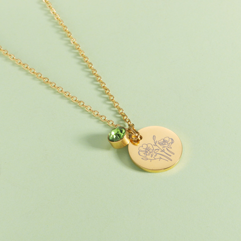 Crystal Birthstone Necklace fo - Birth Flower Necklace บทวิจารณ์และราคา