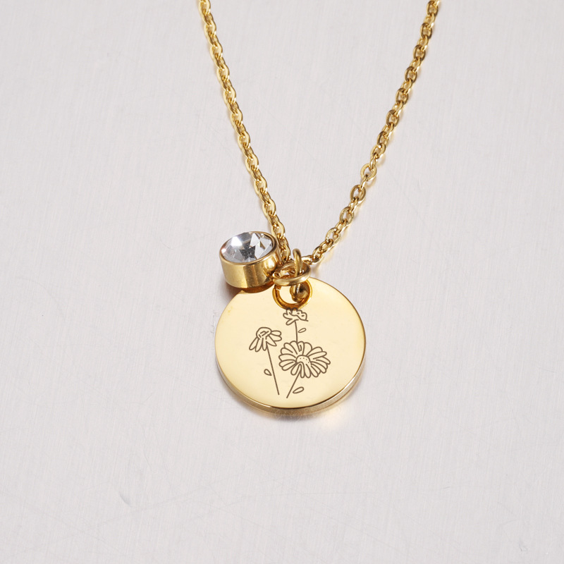 Crystal Birthstone Necklace fo - Birth Flower Necklace บทวิจารณ์และราคา