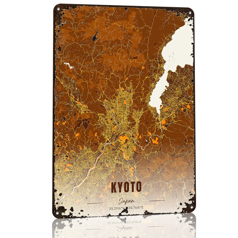 Kyoto Japan Map Art Metal Post - Custom Map Poster บทวิจารณ์และราคา