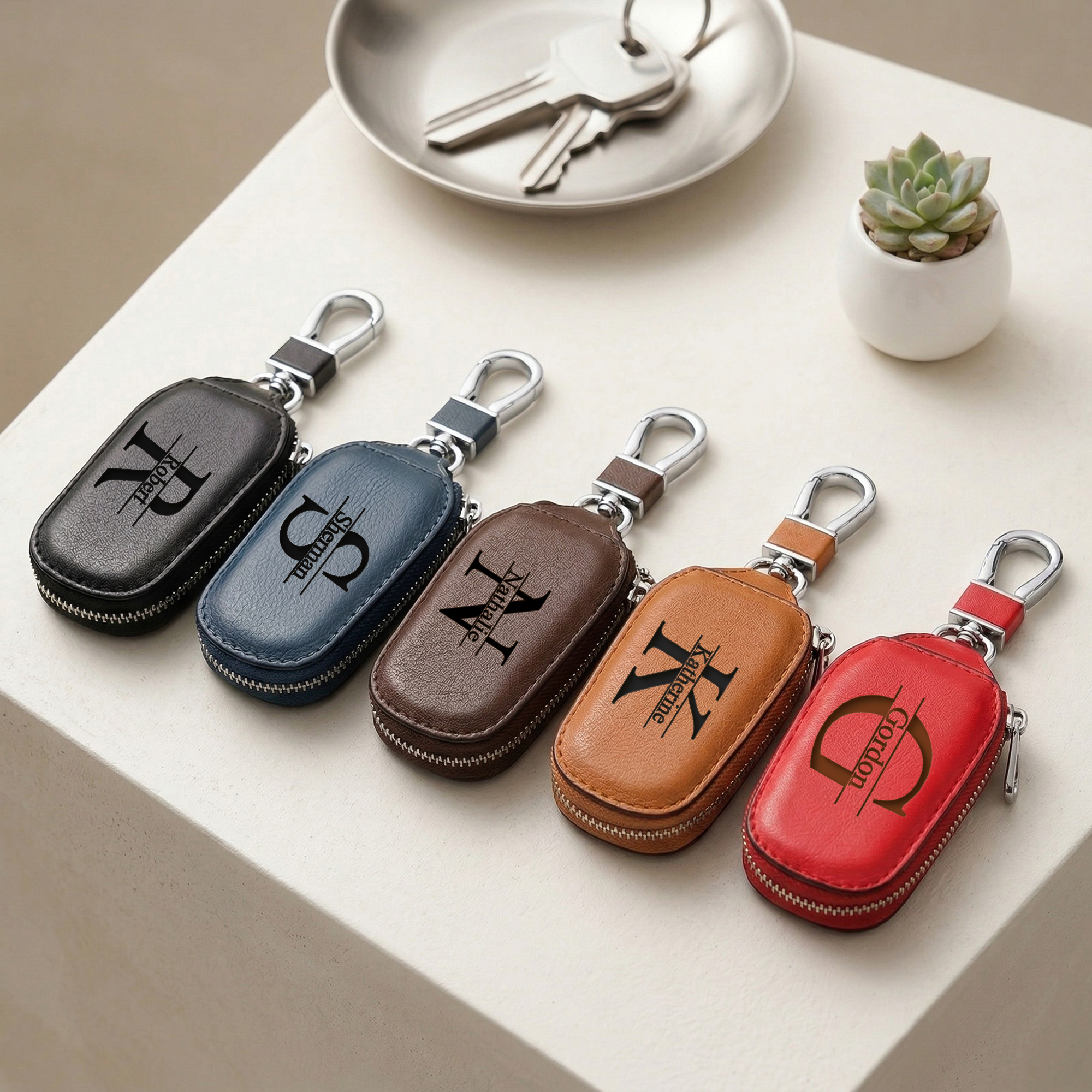 Personalized Custom Zipper Key - Monogram Keychain Leather บทวิจารณ์และราคา