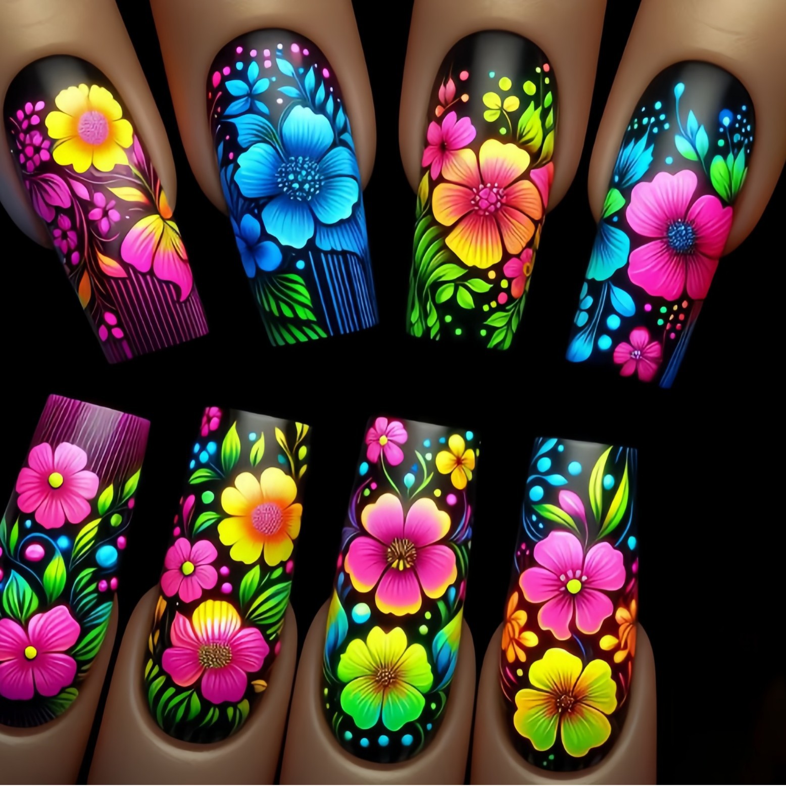 Medium long fake nails gradien - Pressed Flower Art บทวิจารณ์และราคา