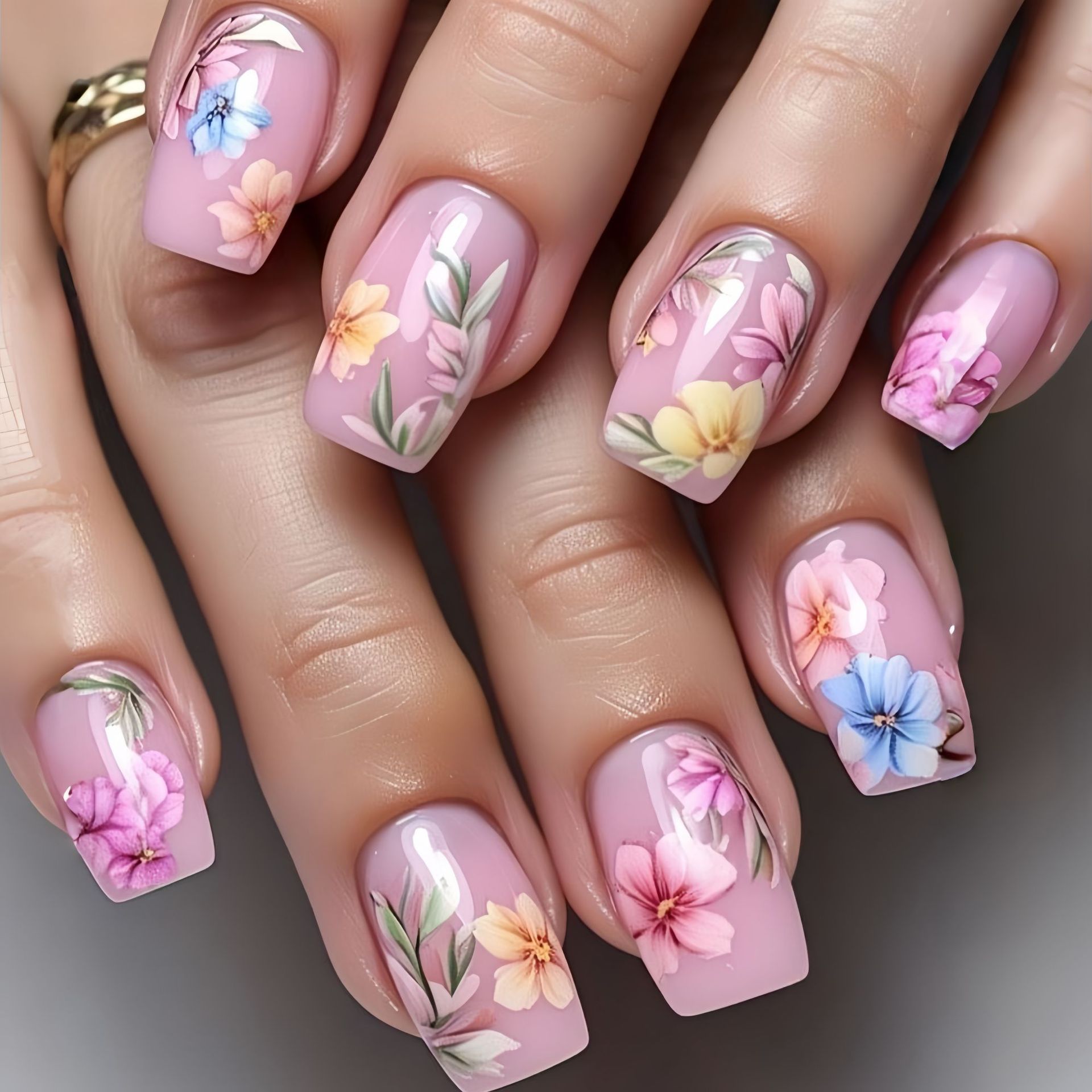 Medium fake nails for women gi - Pressed Flower Art บทวิจารณ์และราคา
