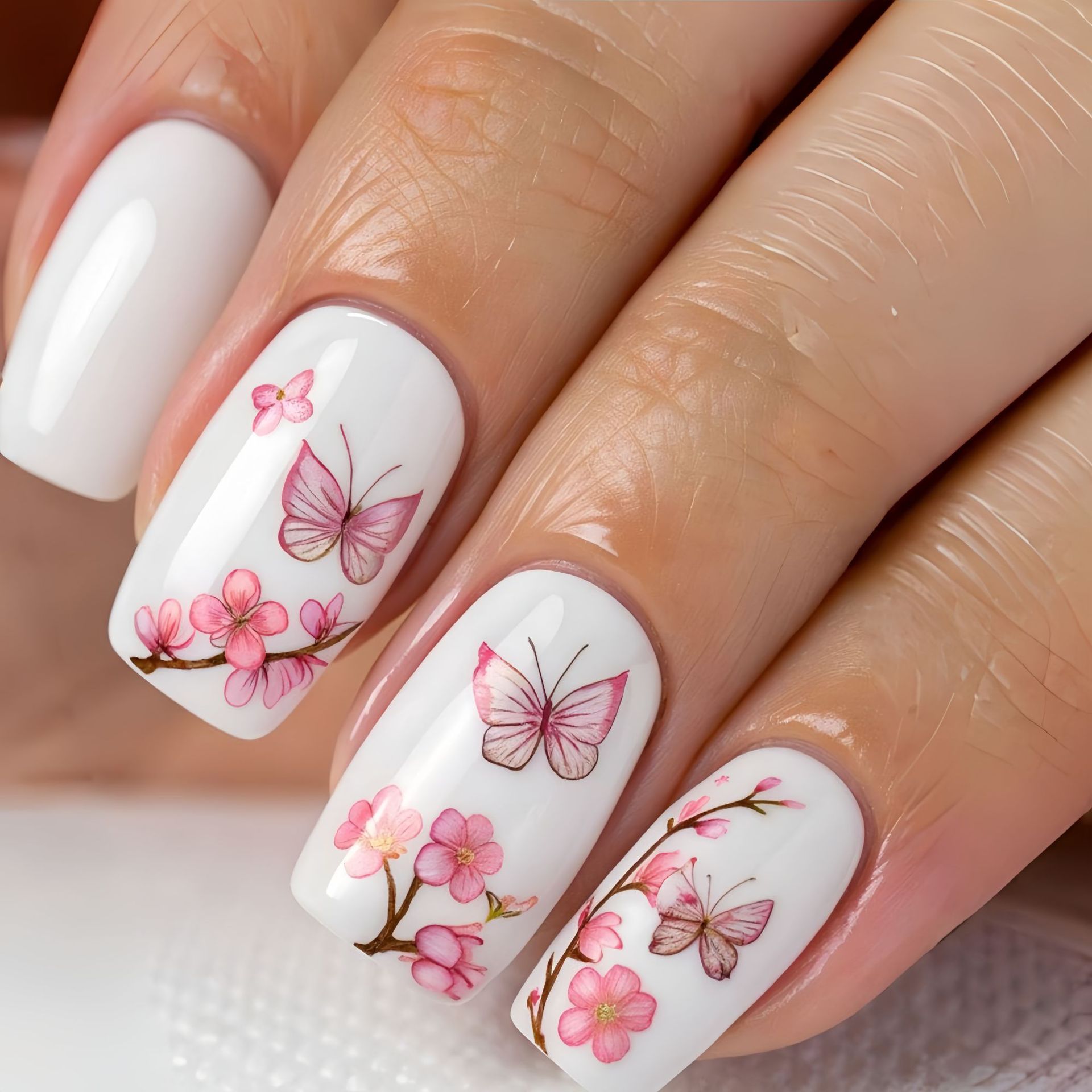 Medium fake nails for women gi - Pressed Flower Art บทวิจารณ์และราคา