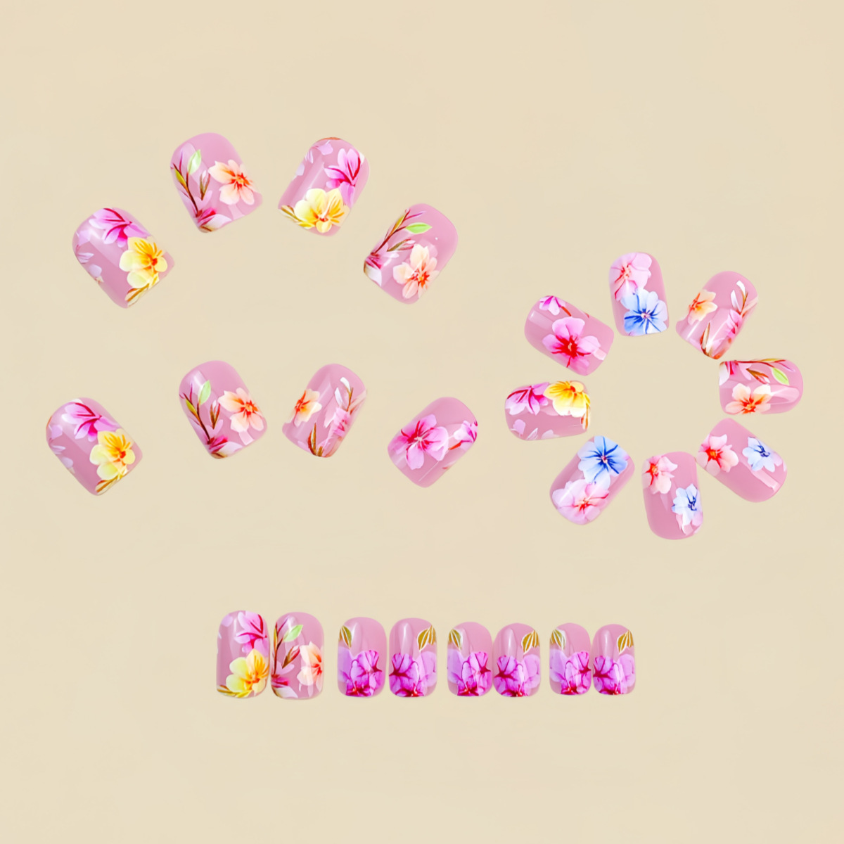 Medium fake nails for women gi - Pressed Flower Art บทวิจารณ์และราคา