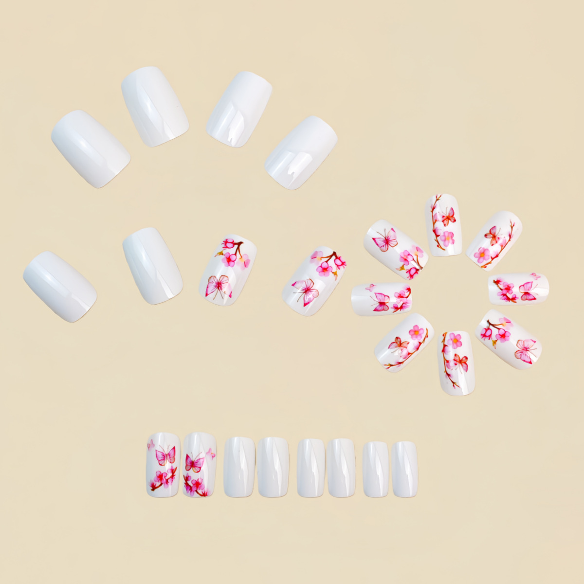 Medium fake nails for women gi - Pressed Flower Art บทวิจารณ์และราคา