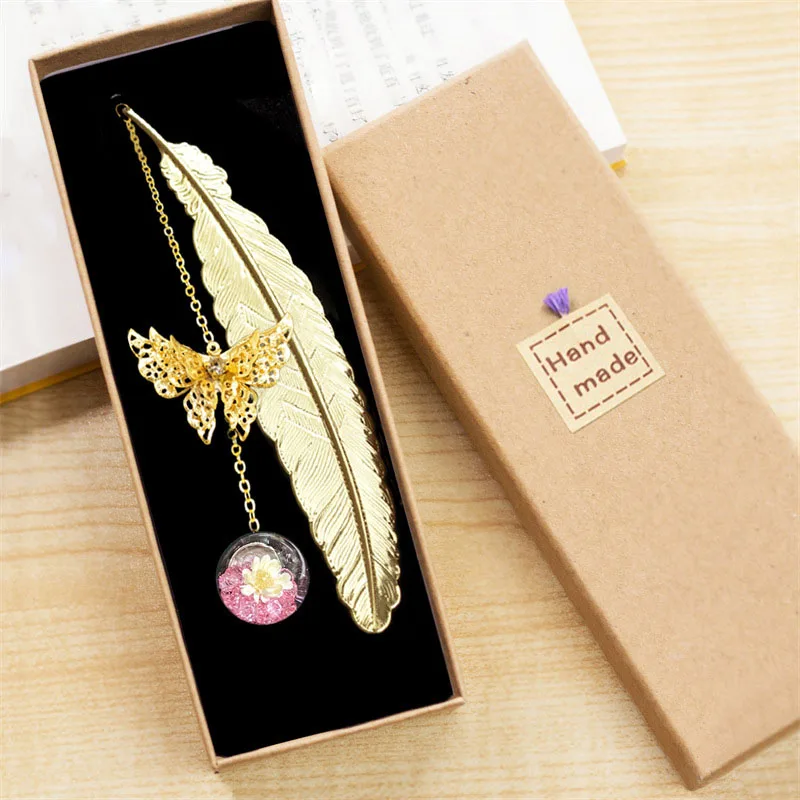 1pc Chinese Style Metal Feathe - Dried Flower Bookmark บทวิจารณ์และราคา