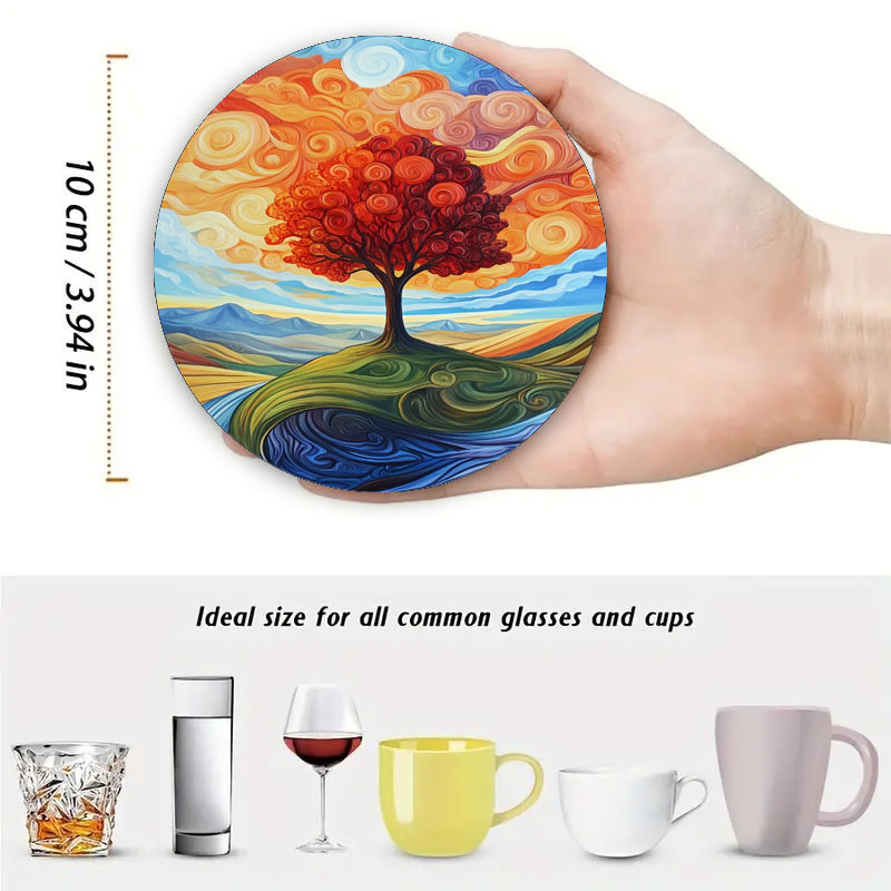 4 tree print coasters, suitabl - Family Tree Print บทวิจารณ์และราคา