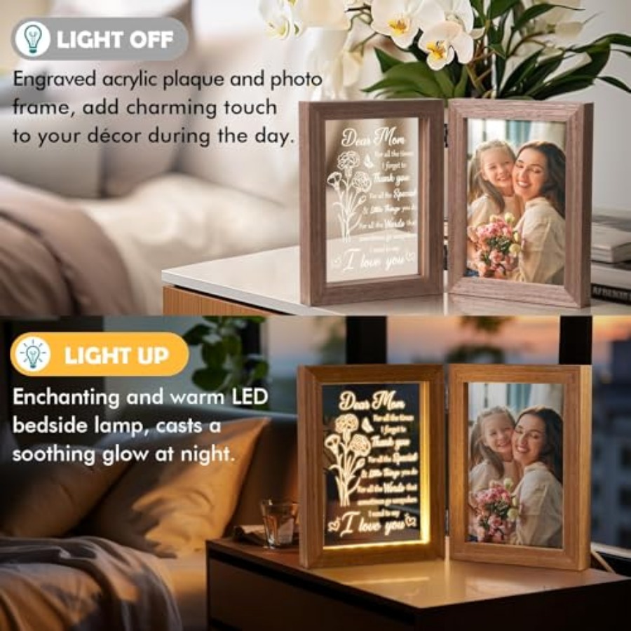 Mom Gifts from Daughters Son C - Engraved Wood Frame บทวิจารณ์และราคา