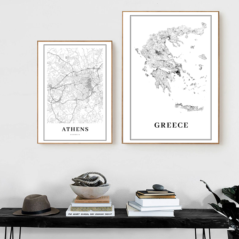 Greece Road Map Poster Black a - Custom Star Map บทวิจารณ์และราคา
