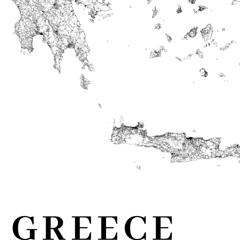 Greece Road Map Poster Black a - Custom Star Map บทวิจารณ์และราคา