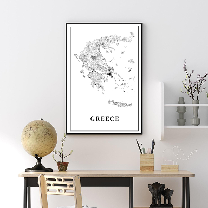 Greece Road Map Poster Black a - Custom Star Map บทวิจารณ์และราคา