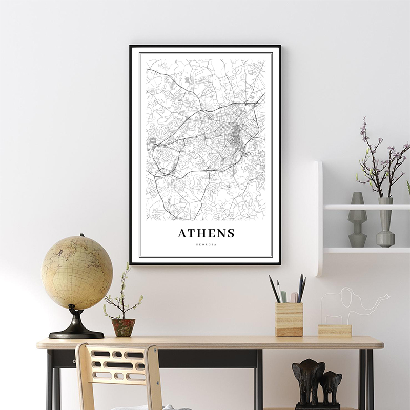 Greece Road Map Poster Black a - Custom Star Map บทวิจารณ์และราคา
