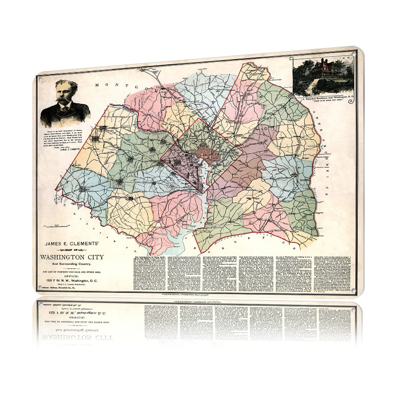 Map of Washington City Printed - Custom Map Poster บทวิจารณ์และราคา