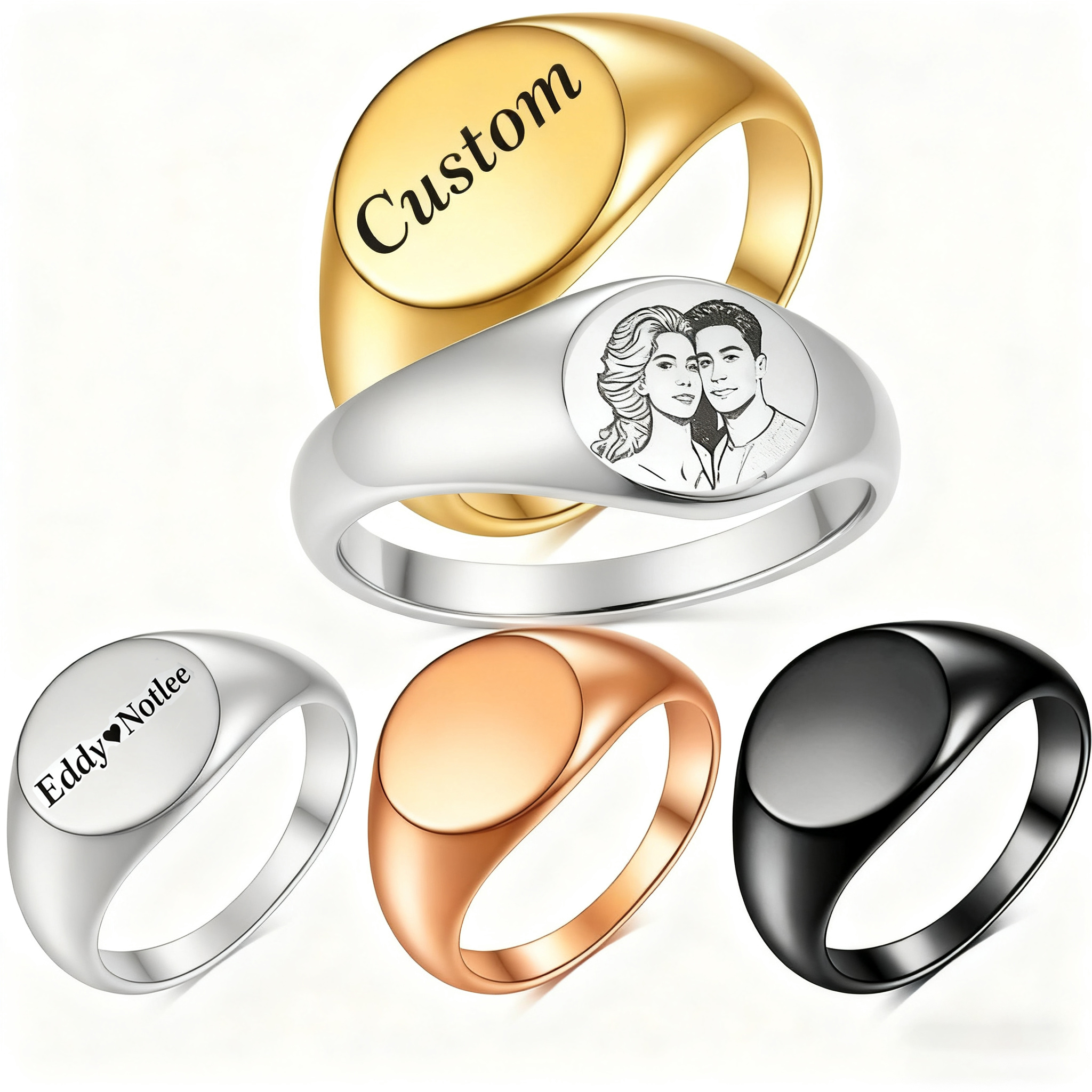 Custom Engraved Picture Logo N - Initial Ring Custom บทวิจารณ์และราคา