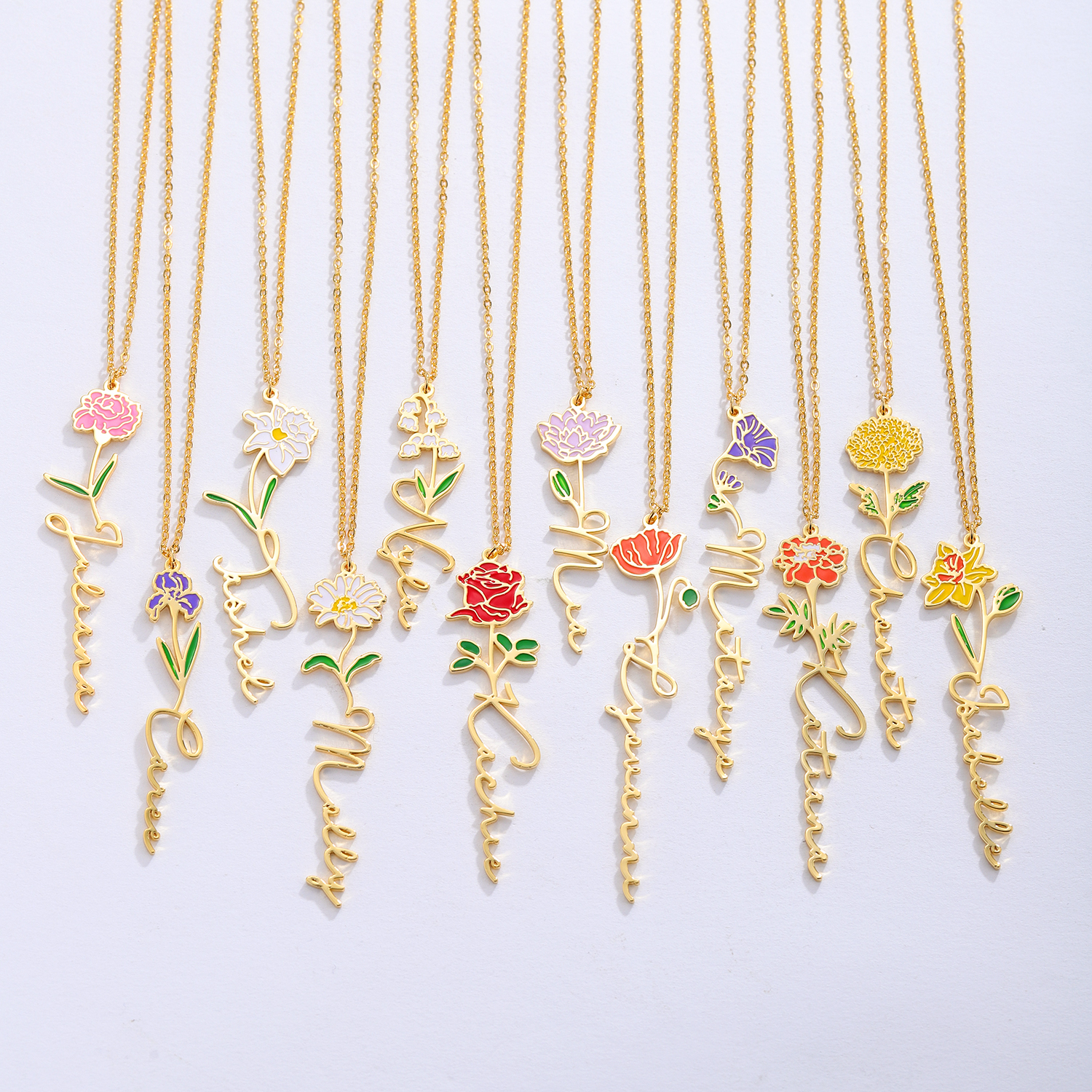 Personalized Name Necklace Wit - Birth Flower Necklace บทวิจารณ์และราคา