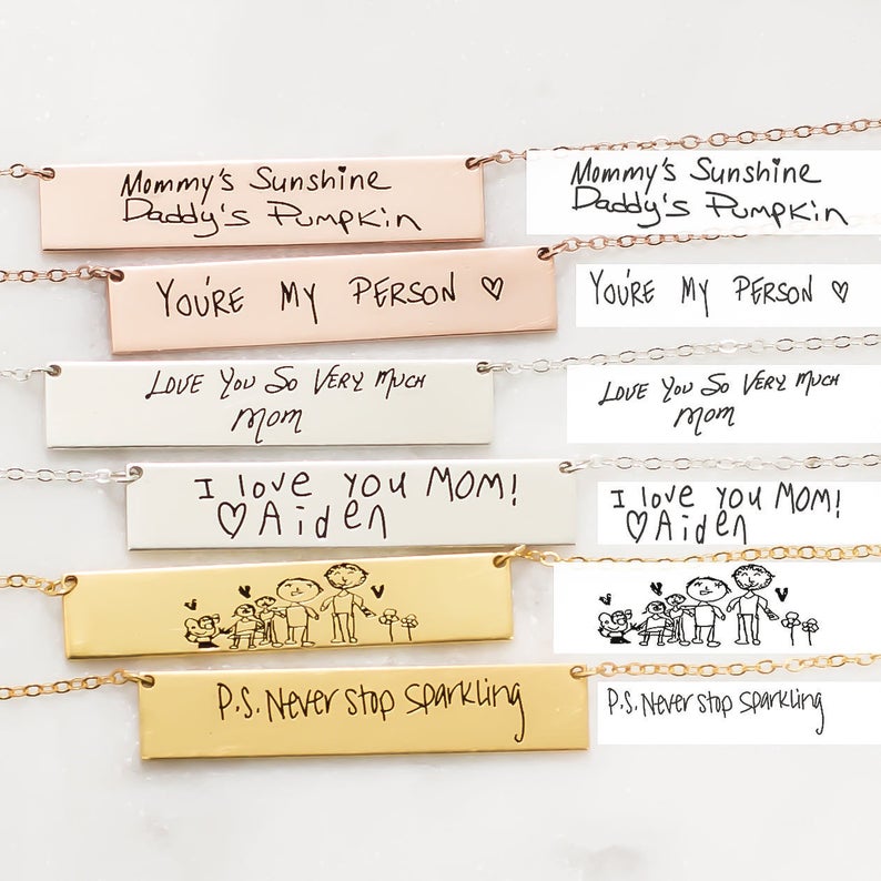 Personalized Custom Actual Han - Handwriting Necklace Bar บทวิจารณ์และราคา