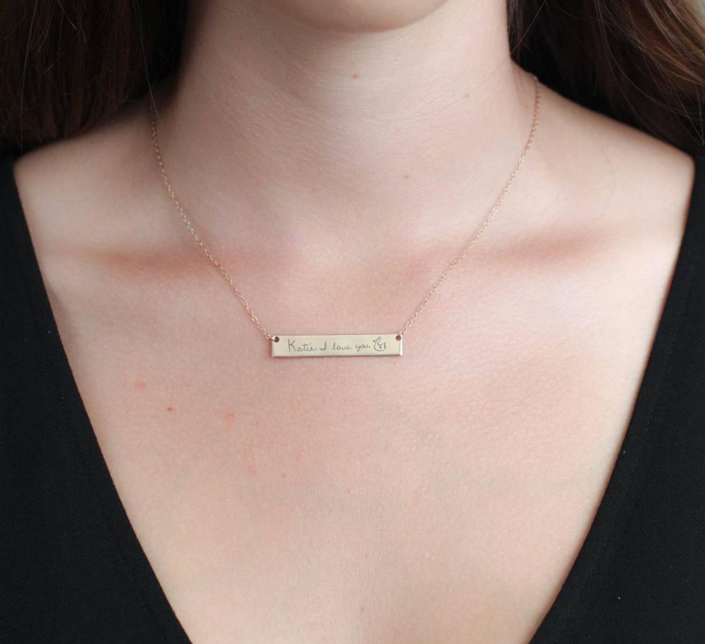 Personalized Custom Actual Han - Handwriting Necklace Bar บทวิจารณ์และราคา