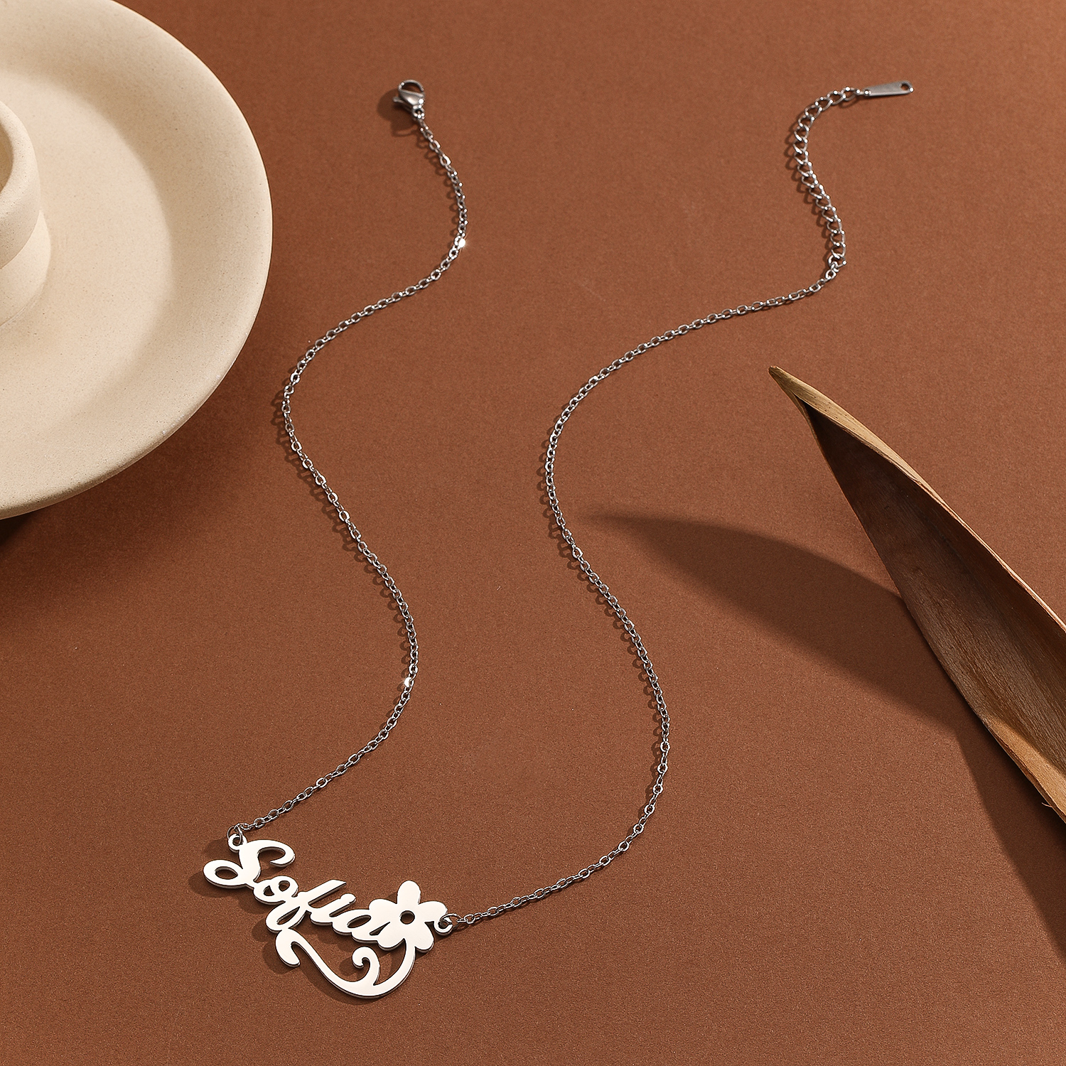 Stainless Steel Flower Letter  - Name Necklace Custom บทวิจารณ์และราคา