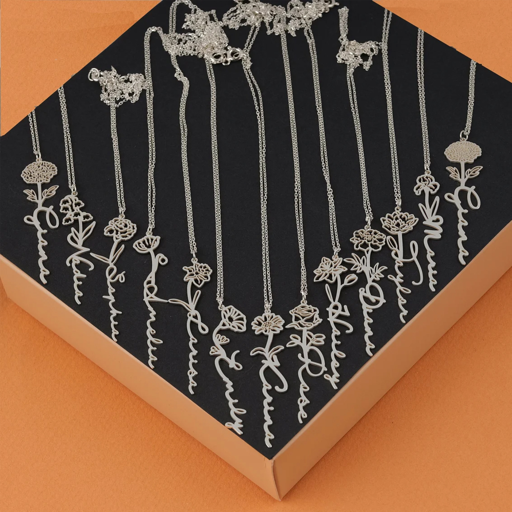 Haiyufly Custom Name Necklace  - Birth Flower Necklace บทวิจารณ์และราคา
