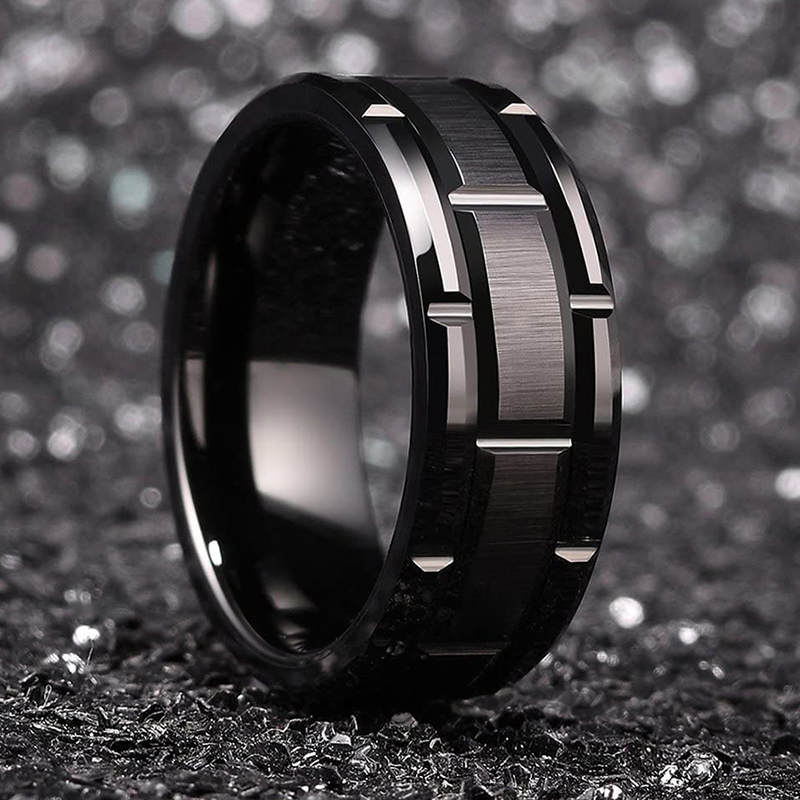 Fashion Men 8MM Stainless Stee - Initial Ring Custom บทวิจารณ์และราคา