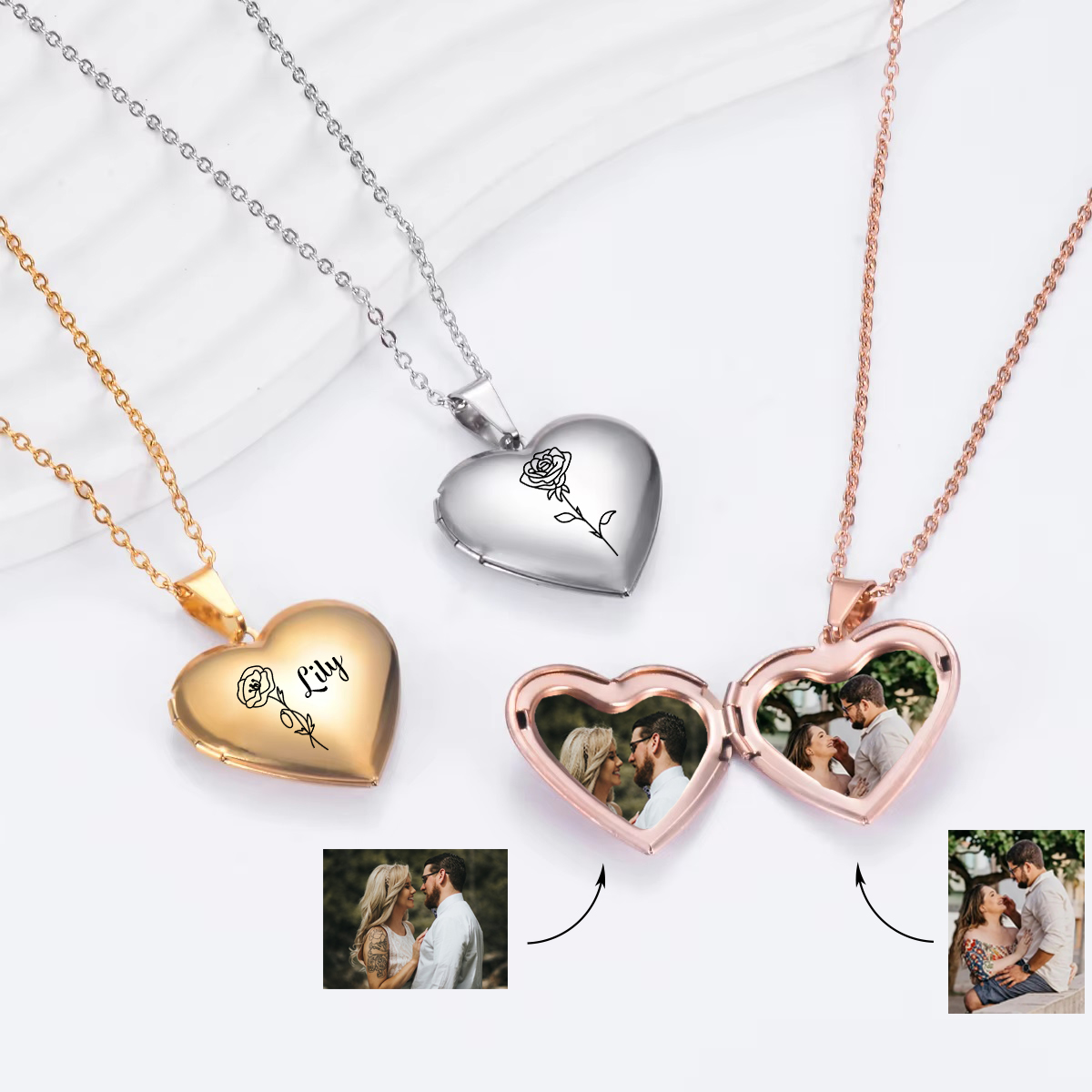 Custom Personalized Heart Birt - Birth Flower Necklace บทวิจารณ์และราคา