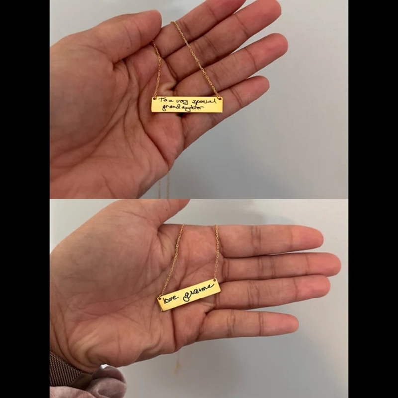 Custom Handwriting Name Bar Pe - Handwriting Necklace Bar บทวิจารณ์และราคา