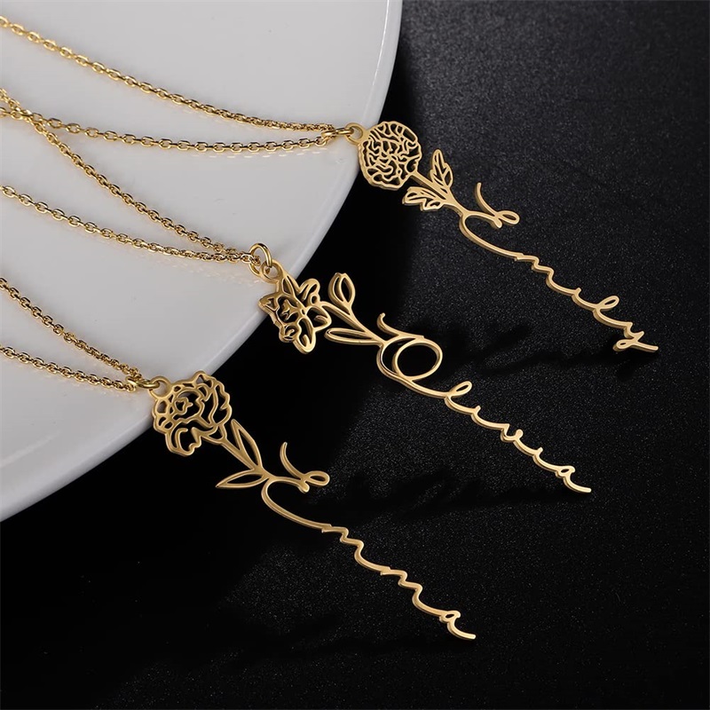 Personalized Birth Flower Name - Birth Flower Necklace บทวิจารณ์และราคา