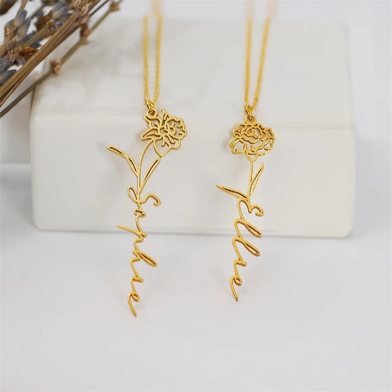 Personalized Birth Flower Name - Birth Flower Necklace บทวิจารณ์และราคา