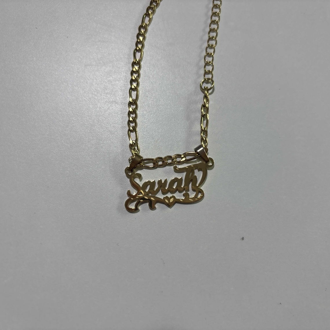 Custom Figaro Chain Heart Name - Name Necklace Custom บทวิจารณ์และราคา