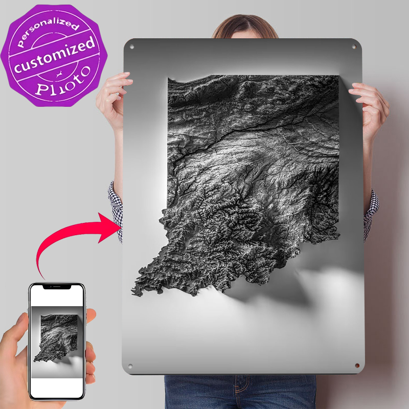 Indiana Topographic Map Printe - Custom Map Poster บทวิจารณ์และราคา