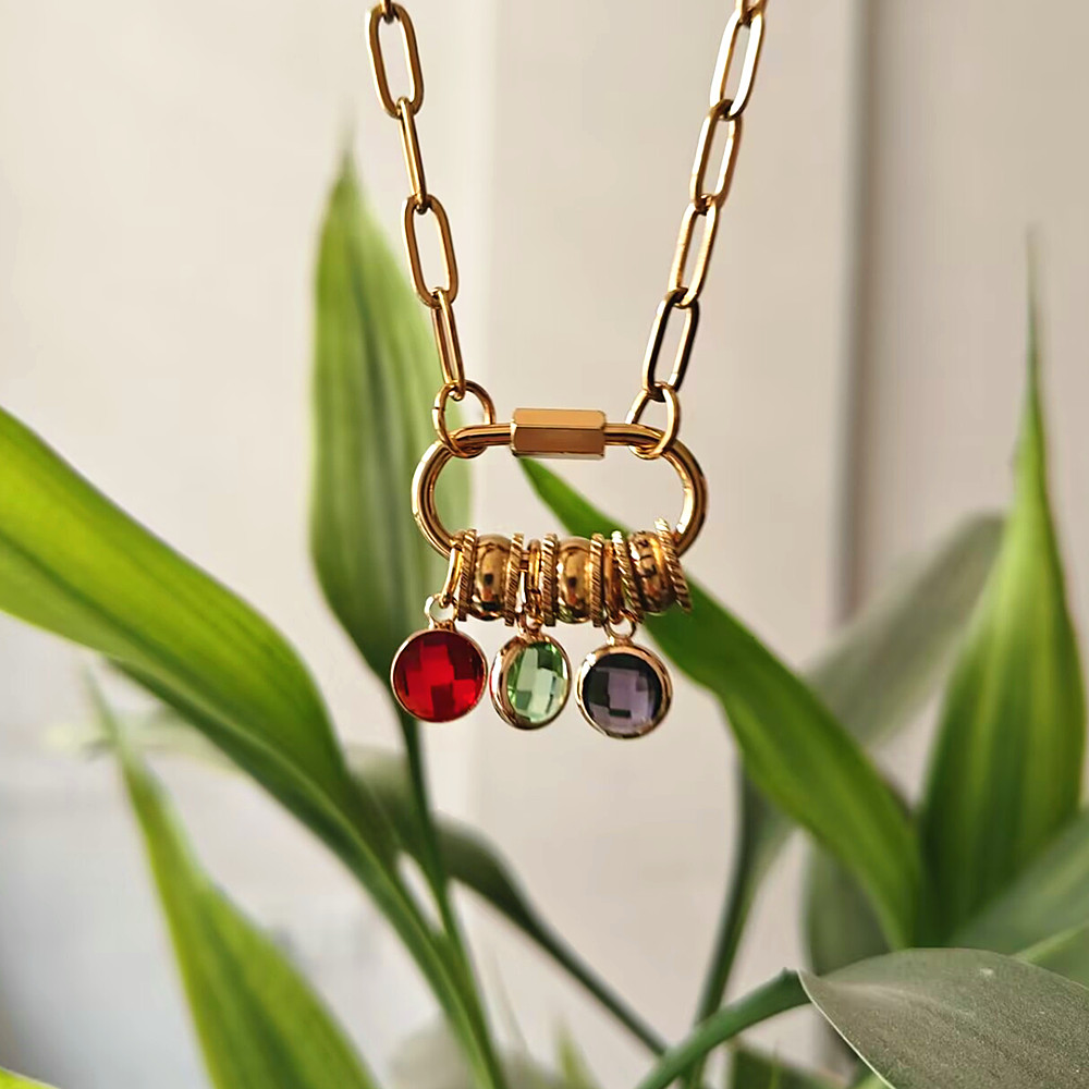 Custom Carabiner Name Charm Ne - Birth Flower Necklace บทวิจารณ์และราคา