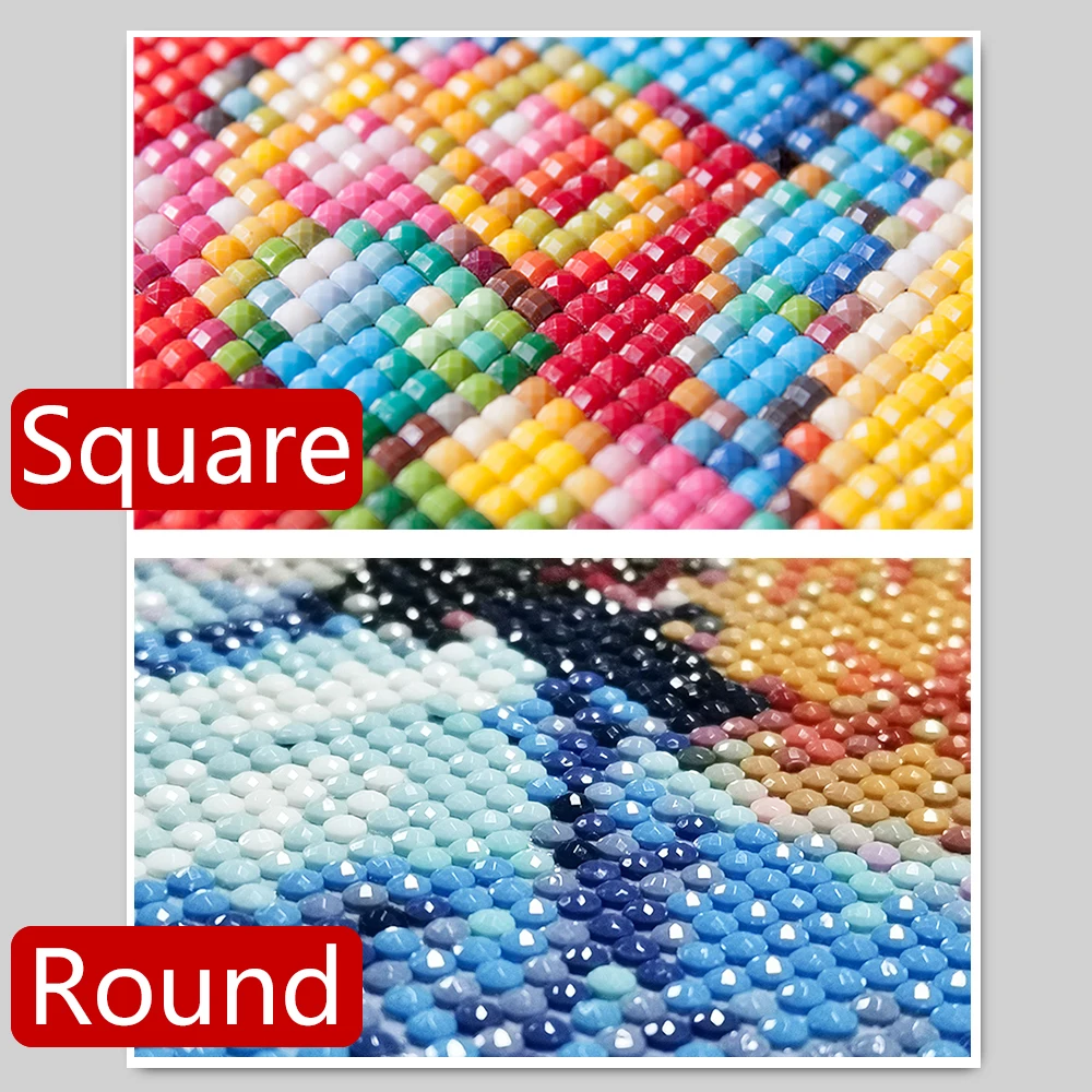 Frameless,5D DIY Square/Round  - Photo Mosaic Print บทวิจารณ์และราคา