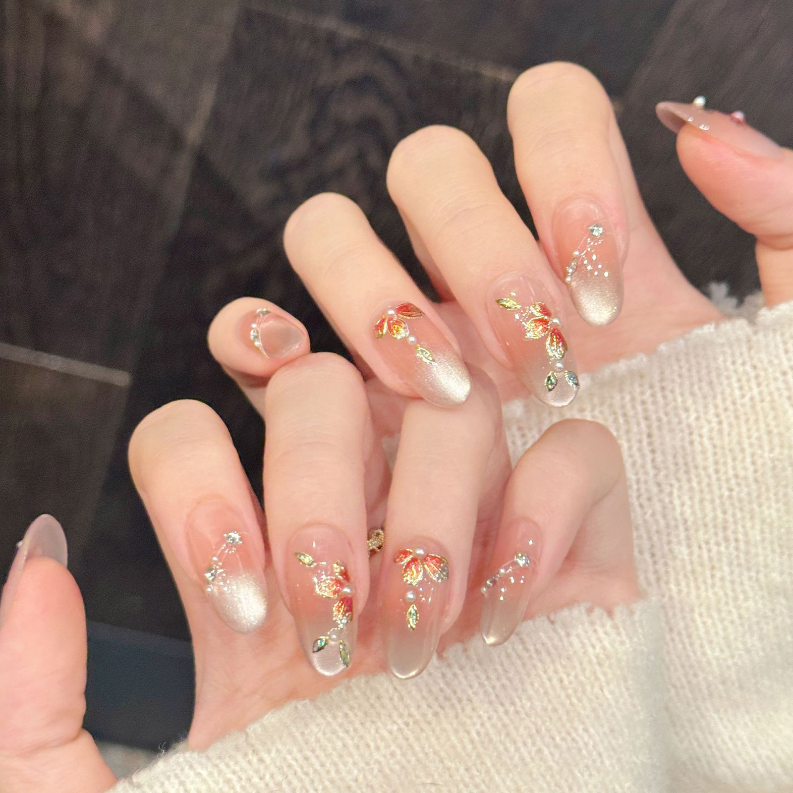 10pcs Handmade Fake Nails Pres - Pressed Flower Art บทวิจารณ์และราคา